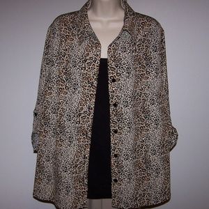 White Stag Animal Print Duet Blouse 2X (18W/20W)